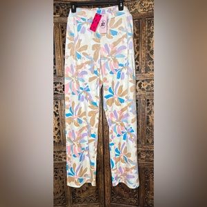 New Juicy Couture Womens Sweatpants Size 3X Floral Velour Track Pants Pockets